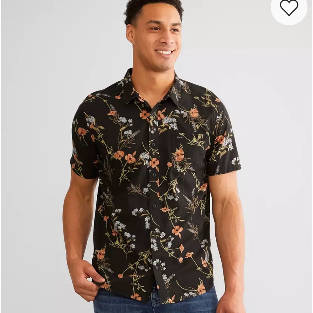 RVCA Men's Black Floral Shirt - Picture 5 of 7
